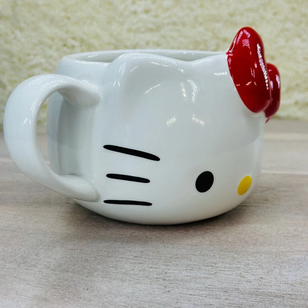 Hello Kitty 3D Sculpted Ceramic Mug Silver Buffalo Sanrio White Red SMGKTY2323 - Picture 8 of 15